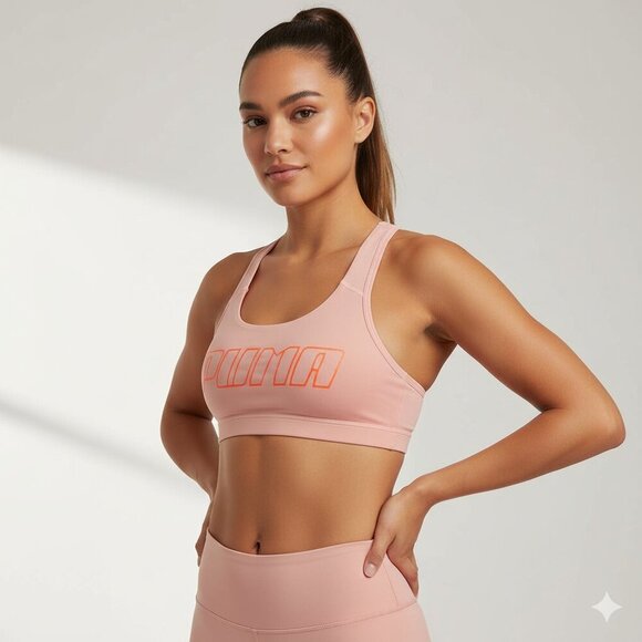 PUMA 4Keeps Sports Bra Cropped Tank Top Peach Bud Medium support Racerback XS - Picture 6 of 13